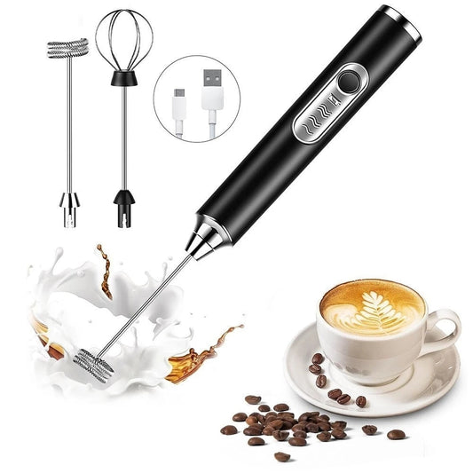Batedor Elétrico Portátil – Mixer 2 em 1 para Bebidas, Café e Clara de Ovo