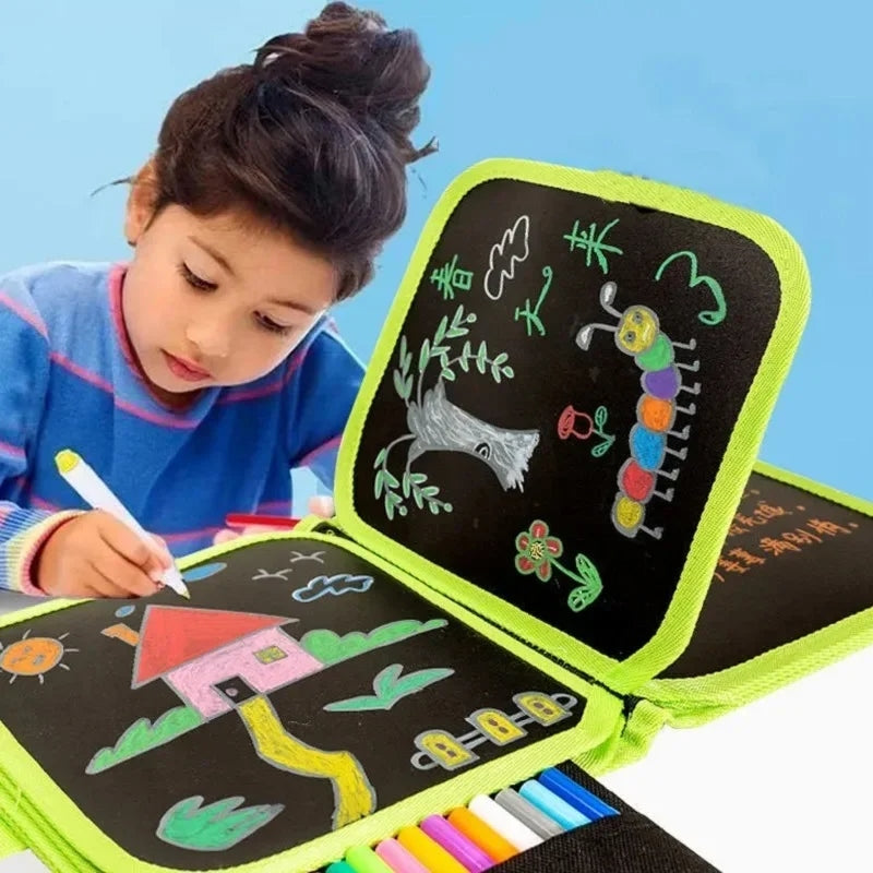 Livro Infantil Apagável com Canetas – 10 Páginas Reutilizáveis para Desenho e Pintura Montessori